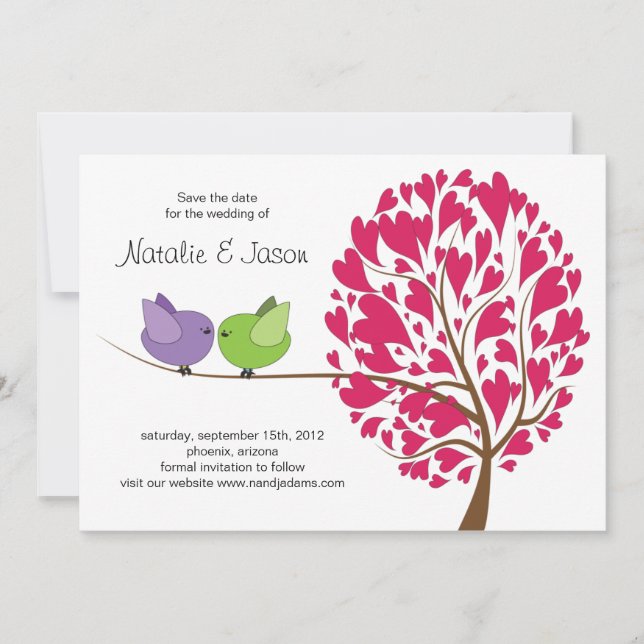 Love Birds Save the Date card (Front)