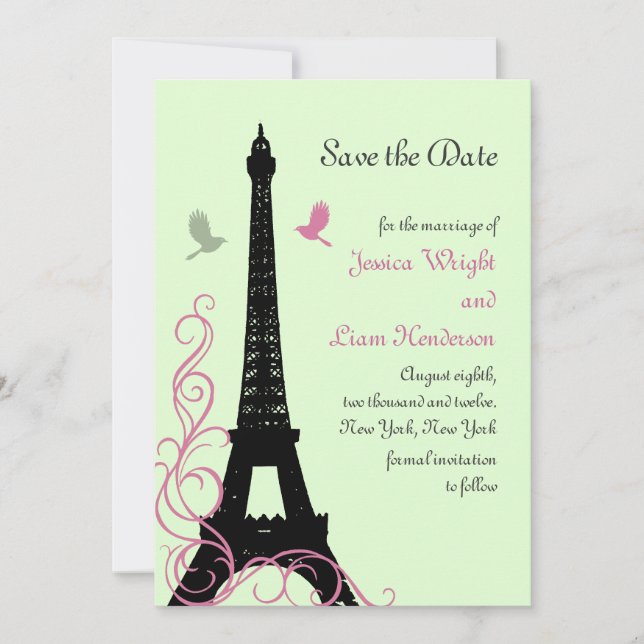 Love Birds Save the Date (green) (Front)