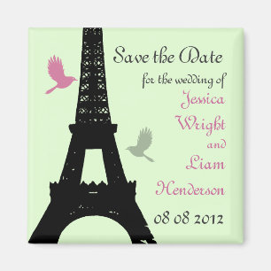 Love Birds Save the Date (green) Magnet