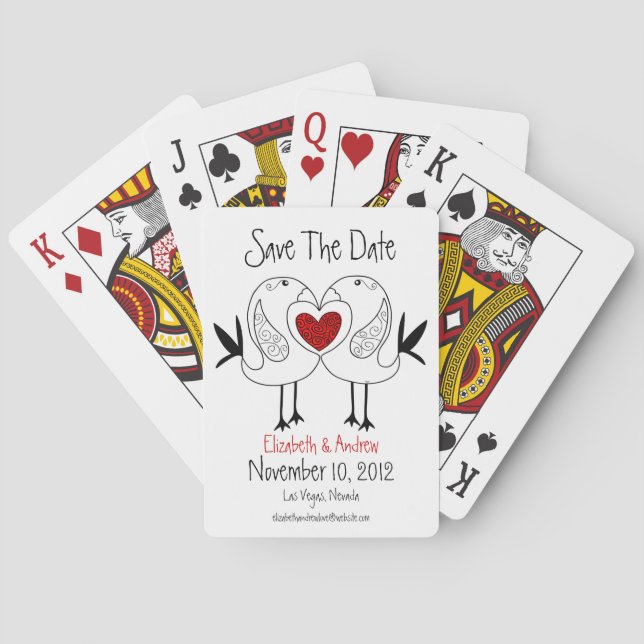 Love Birds Save The Date Playing Cards (Back)
