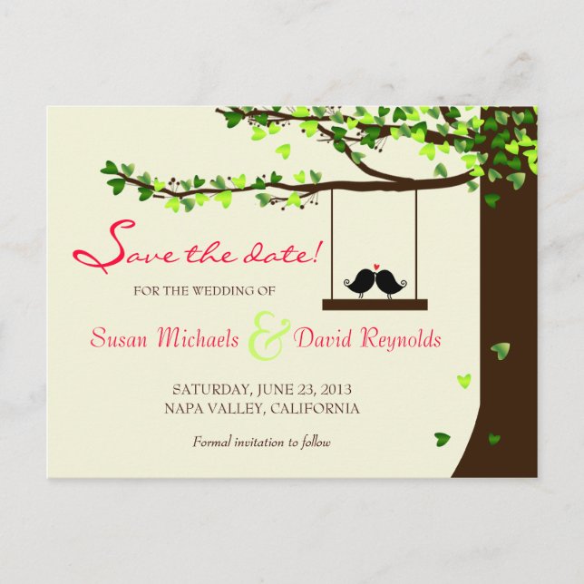 Love Birds Save the Date Postcard (Front)