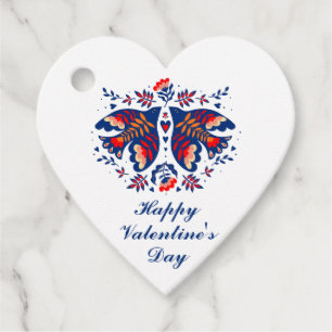 Love Birds Scandinavian Folk Art Valentine's Day Favour Tags