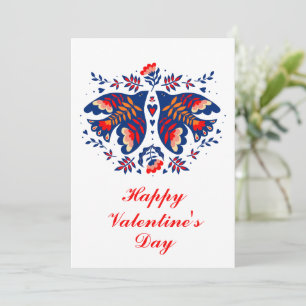 Love Birds Scandinavian Folk Art Valentine's Day H Holiday Card