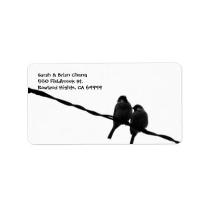 Love Birds Silhouette Wedding Address Lable Label