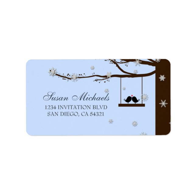 Love Birds Snowflakes Oak Tree Address Labels (Front)
