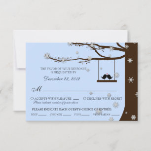 Love Birds Snowflakes Oak Tree RSVP (Meal Options) Card