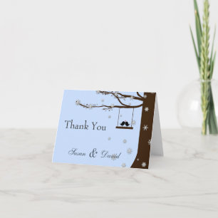 Love Birds Snowflakes Oak Tree Winter Thank You Card