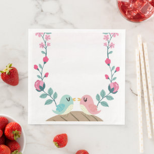 love birds spring flowers napkin