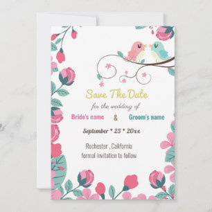 love birds spring flowers save the date