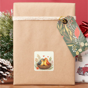 Love Birds Square Sticker
