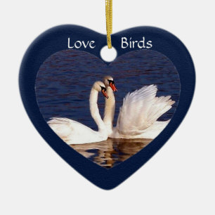 "Love Birds" Swan Pair Ceramic Tree Decoration