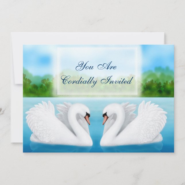 Love Birds Swans Invitation (Front)