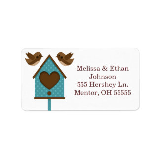 Love Birds Teal Bird House Labels