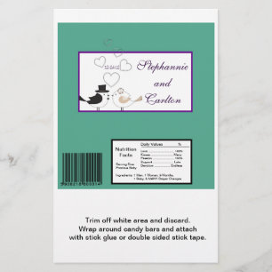 Love Birds Teal/Purple Wedding Candy Wrapper