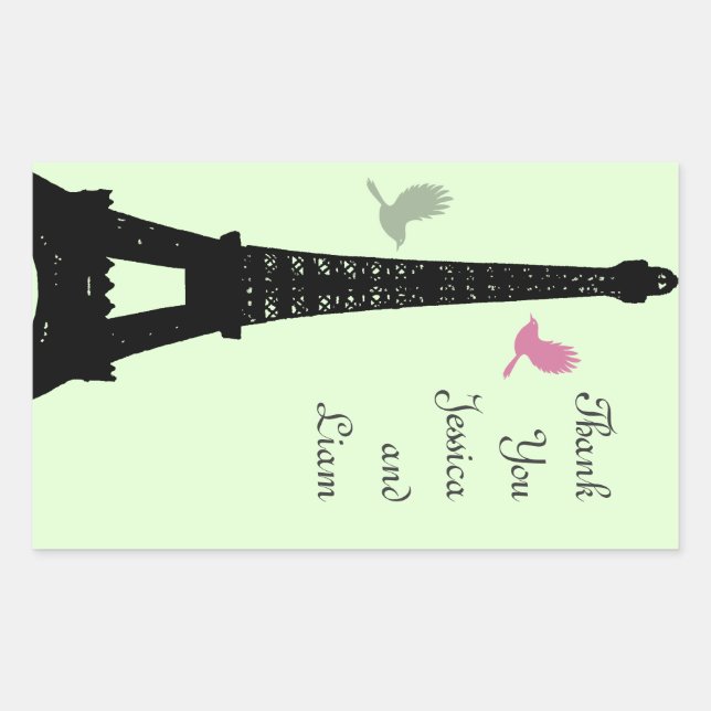 Love Birds Thank You Sticker (green) (Front)