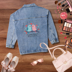 Love Birds Together Forever Valentines Day Wedding Denim Jacket