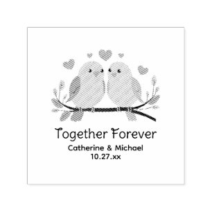 Love Birds Together Forever Valentines Day Wedding Self-inking Stamp