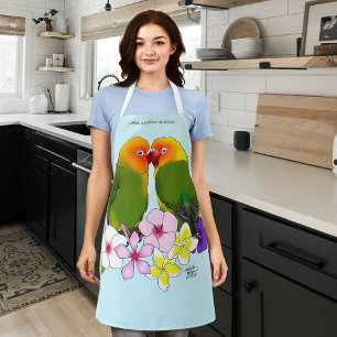 Love Birds Tropical Flowers Apron