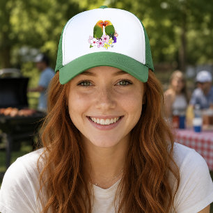 Love Birds Tropical Flowers Trucker Hat