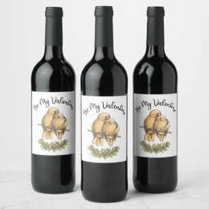 Love Birds Valentines Day Gift For Him Wine Label