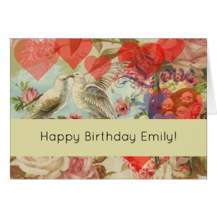 Love Birds Vintage Antique Heart