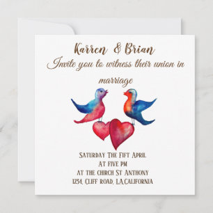 Love Birds Watercolor Art  Invitation