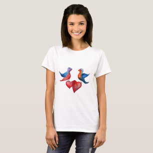 Love Birds, Watercolor Birds Basic T-Shirt