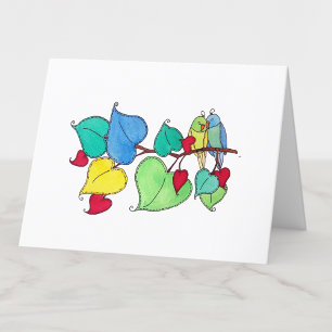 Love Birds Watercolor Blank Thank You Card