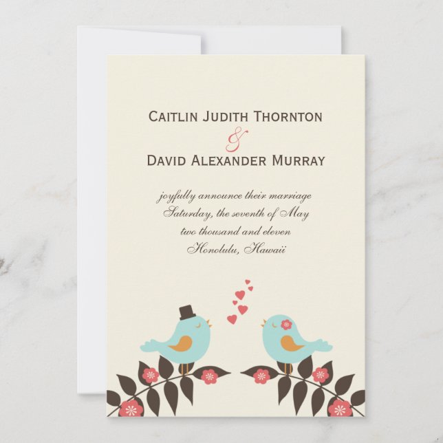 Love Birds Wedding Announcement (Front)