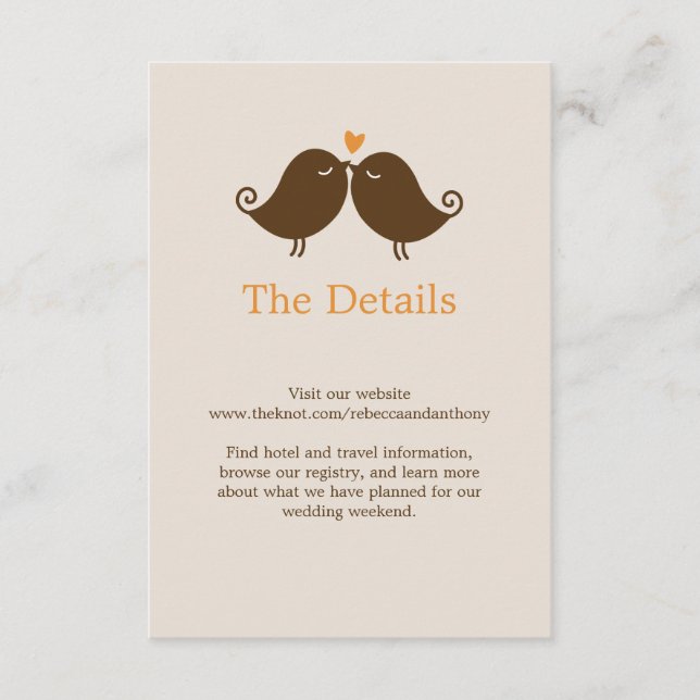 Love Birds Wedding Enclosure Card (Front)