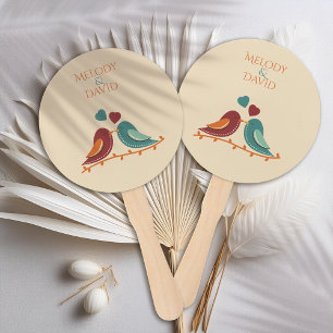 Love Birds Wedding Hand Fan