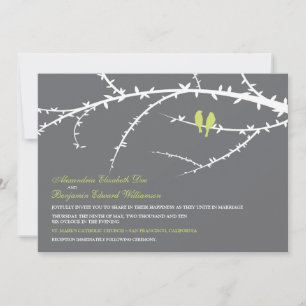 Love Birds Wedding Invitation (lime)