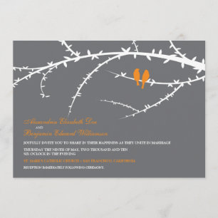 Love Birds Wedding Invitation (orange)