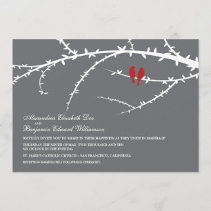 Love Birds Wedding Invitation (red)