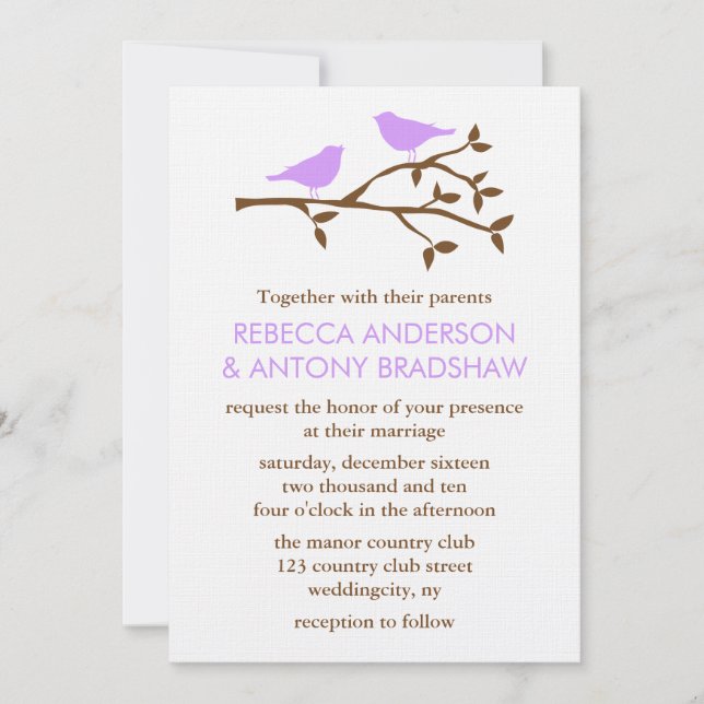 Love Birds Wedding Invitations (Front)