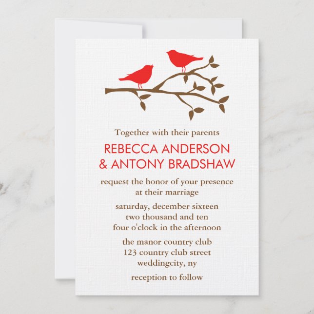 Love Birds Wedding Invitations (Front)