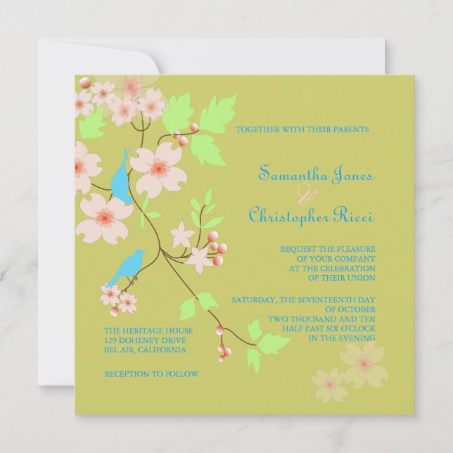 Love Birds Wedding Invitations (Front)