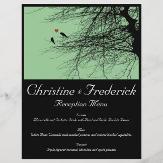 Love Birds, wedding menu and program flyers
