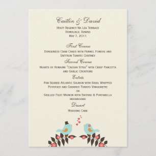 Love Birds Wedding Menu Card