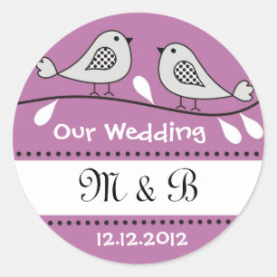 Love Birds Wedding Monogram Stickers