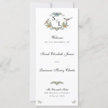 Love Birds Wedding Program Card