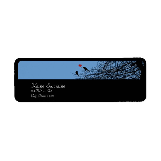 Love Birds, wedding return address labels (Front)