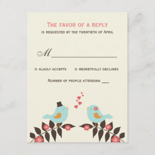 Love Birds Wedding RSVP Card