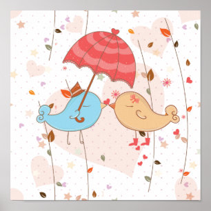Love Birds Wedding Valentines Poster