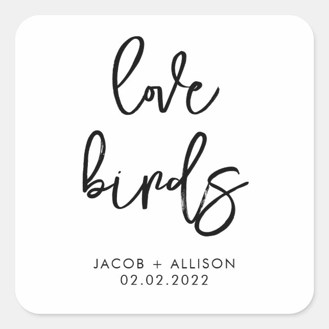 love birds wildflower seeds wedding confetti favou square sticker (Front)