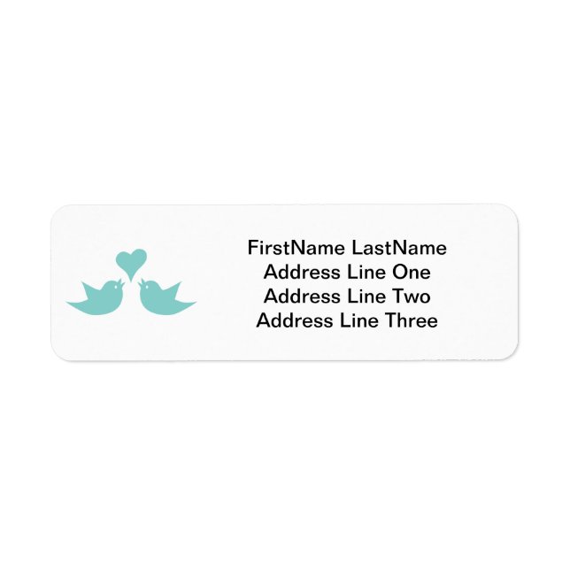 Love Birds with Heart Custom Text Return Address Label (Front)
