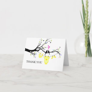 Love Birds   Yellow Thank You Card