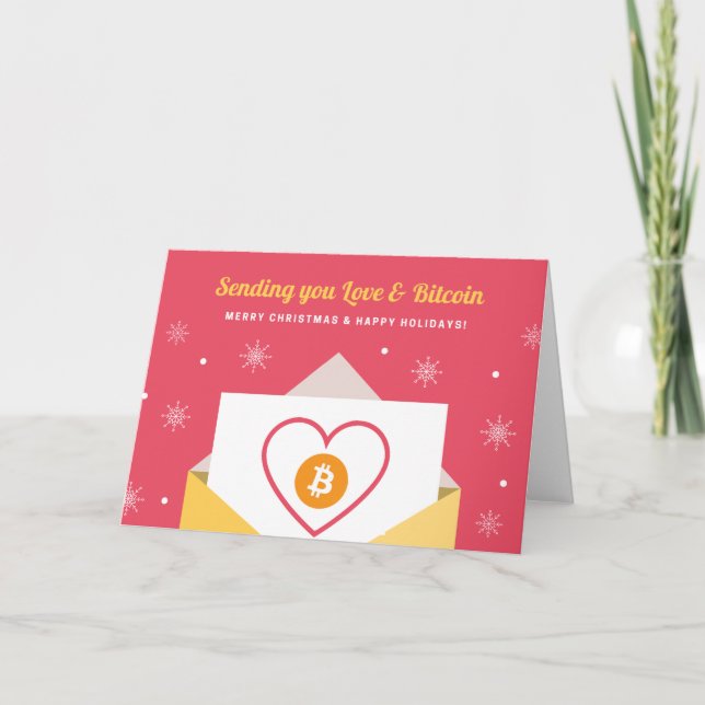 Love Bitcoin Holiday Christmas Crypto Gift Card (Front)