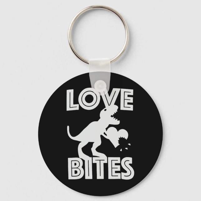 Love Bites Dinosaur Valentine  Key Ring (Front)