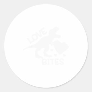 Love Bites Funny T Rex Valentines Dinosaur Red Classic Round Sticker